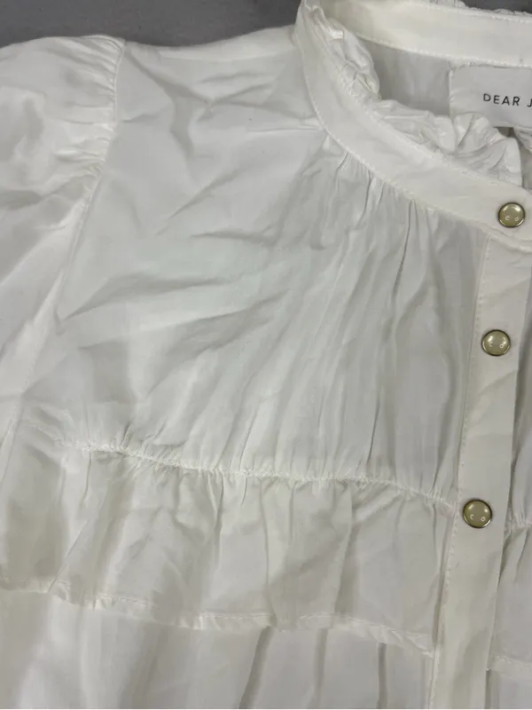 NWT Dear John Ayla Blouse Womens S White Ruffle Pearl Snap Western Prairie Top - Image 2