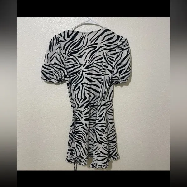 ZARA Wrap‎ Dress Animal Zebra Print Black & White xs - Image 9