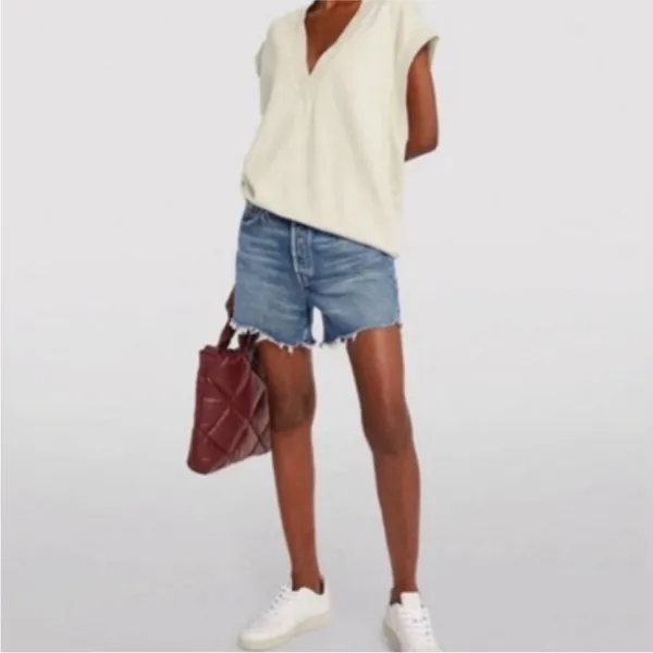 AGOLDE Shaw V-Neck Vest‎ Oversized In Oatmeal Size XS - Image 2