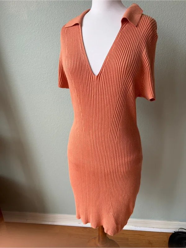 Abercrombie & Fitch Ribbed Elevated Knit Polo Dress Size Large - Image 2