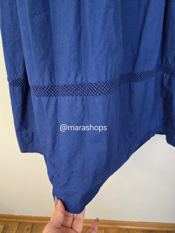 By Anthropologie Cotton Poplin Strapless Midi Dress Blue - Image 6