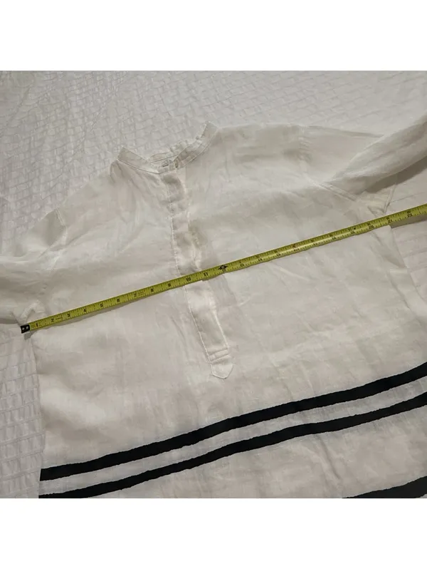 Lauren Ralph Lauren Linen Striped Henley Tunic Blouse White Nautical Sz M Medium - Image 4
