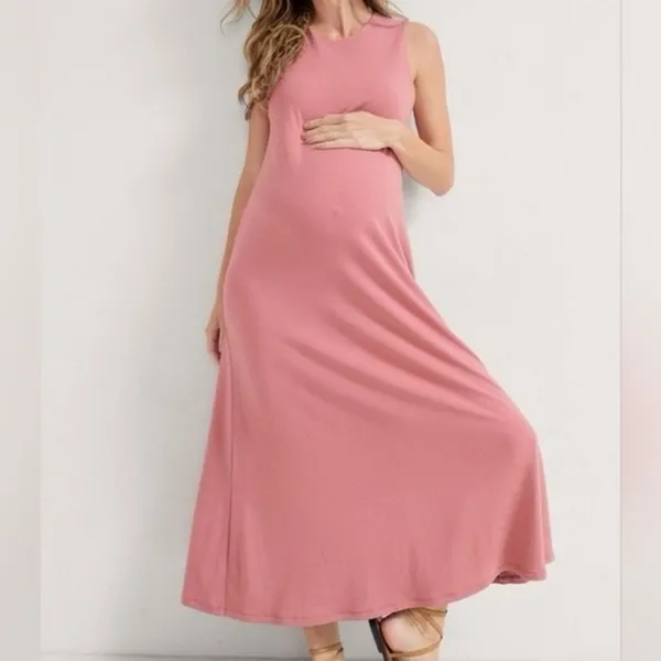 HATCH The Jamie Dress Women‎ Size 2 (M/L) Rose Pink Maternity Sleeveless Maxi - Image 2