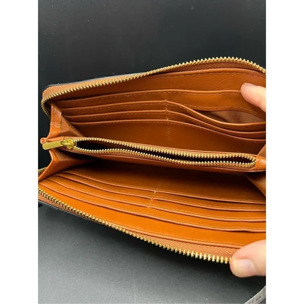 Universal Threads Tan Brown Faux Leather Full Zip Clutch Wallet - Image 3