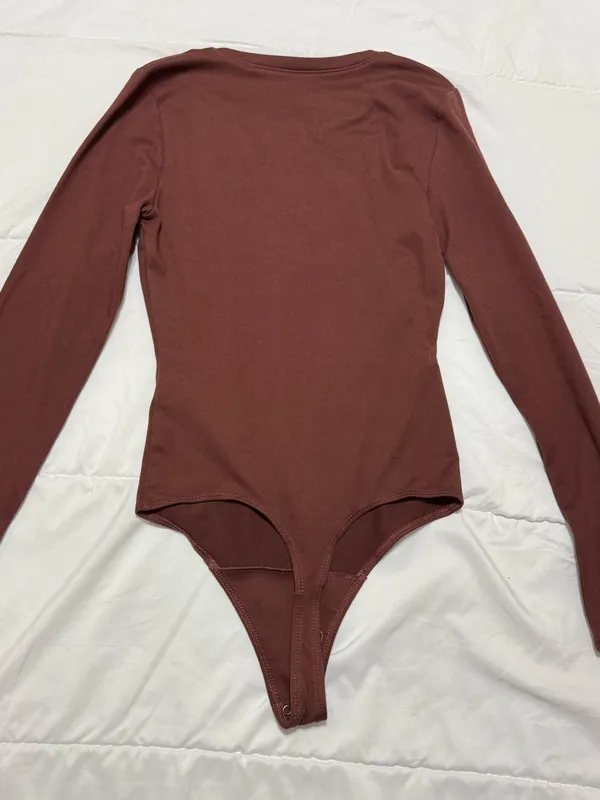 Abercrombie Soft A&F Brown Bodysuit Long Sleeve XS - Image 2