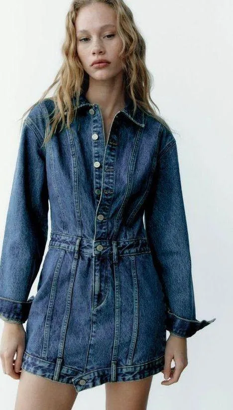 Zara Nwt Denim Trf Dress - Image 6
