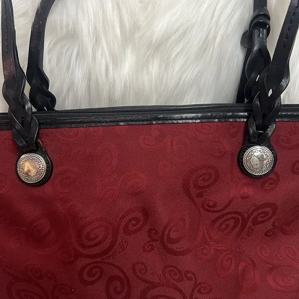 Brighton Mevelyn Red‎ Canvas Tote with Leather Trim B30 - Image 6