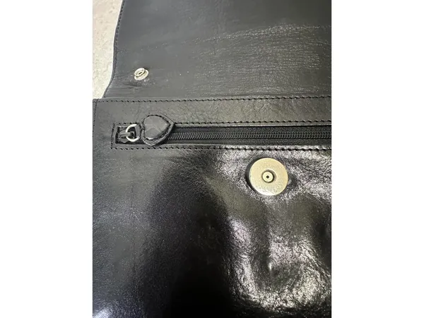 Vintage Brighton black croc-embossed leather snap button organizer/wallet/clutch - Image 7