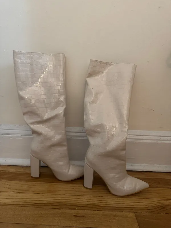 Cream knee high boot White Size 6.5 - Image 2