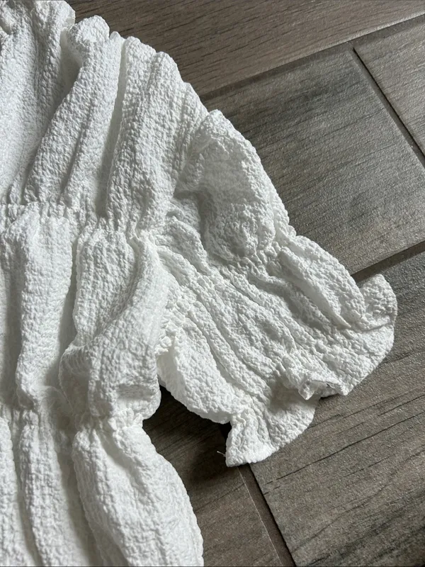 Mango White Textured Smocked Blouse - Image 3