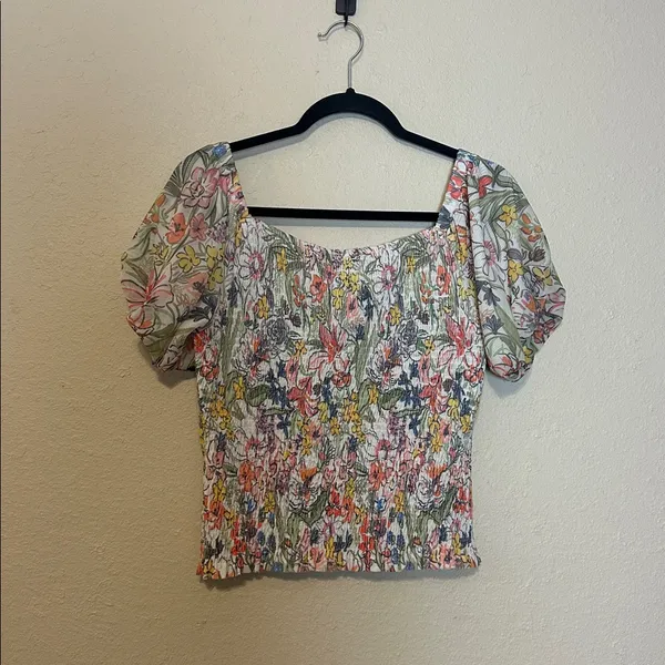 Anthropologie Aurelia Floral Smocked Top Size Medium Petite‎ - Image 5