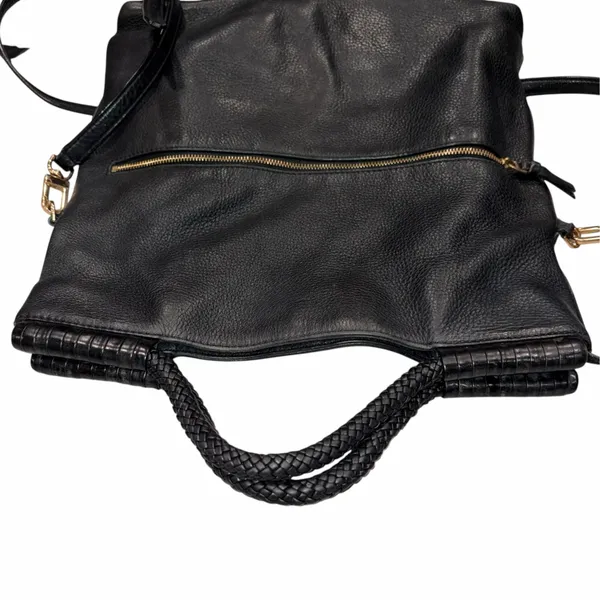 Tory Burch Black Leather Taylor Convertible Foldover Crossbody Purse - Image 5