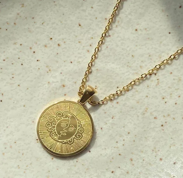 Handmade fully gold stainless steel celestial whimsical vintage moon necklace🌟 - Image 5