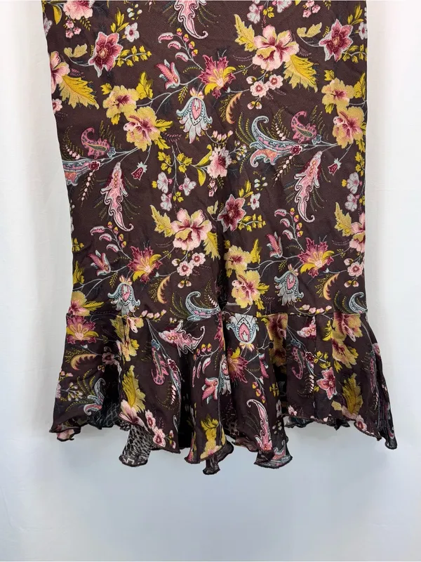Reversible Floral Animal Midi Skirt 32” L Green Brown Fall Boho Indie Academia - Image 10