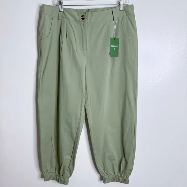 NWT Halara Mid Rise Zipper Pocket Casual Cotton Joggers Laurel Green XL‎ Comfy - Image 2