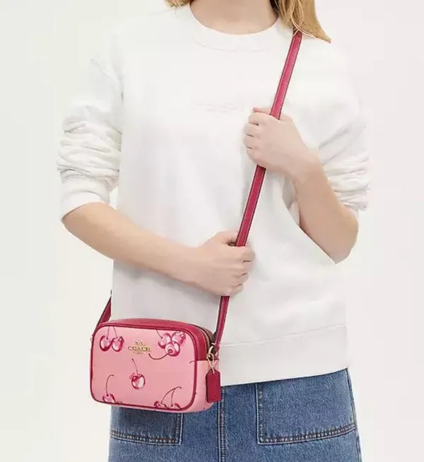 Coach Mini Jamie Camera Bag With Cherry Print Flower Pink CR173 - Image 4
