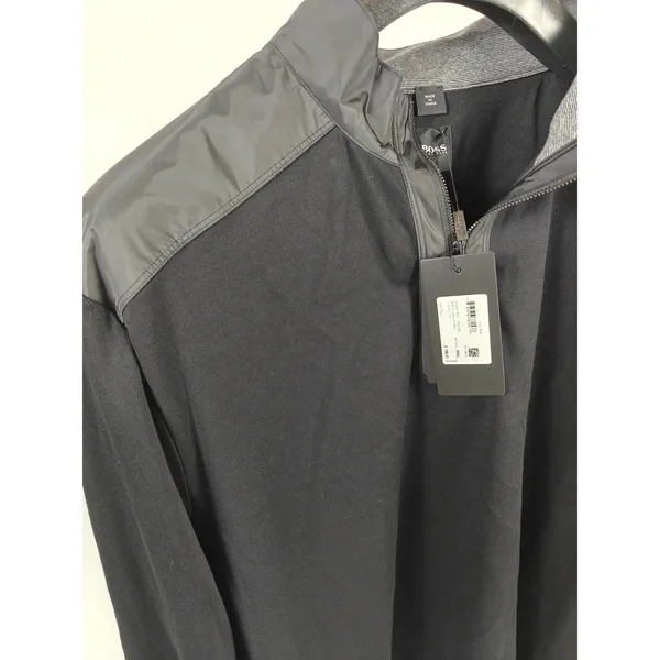 Mens Hugo Boss B-Sidney Quarter Zip Pullover Black 3XL - Image 2