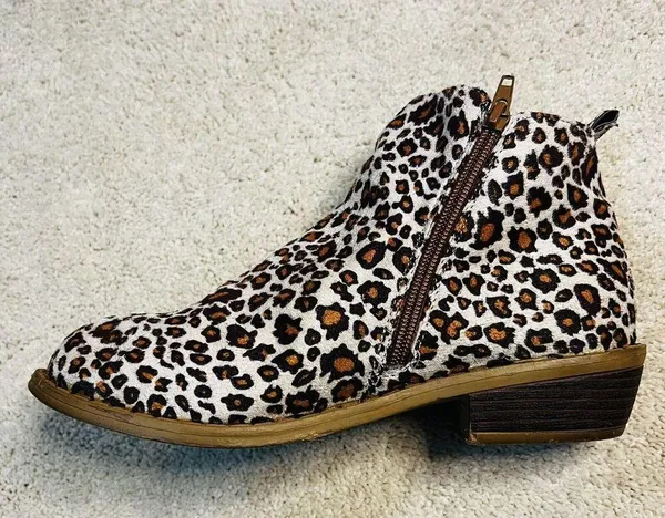 Women's Leopard Chunky Heels Ankle Boots Booties Round Toe Retro Party Shoe 7.5 - Image 7