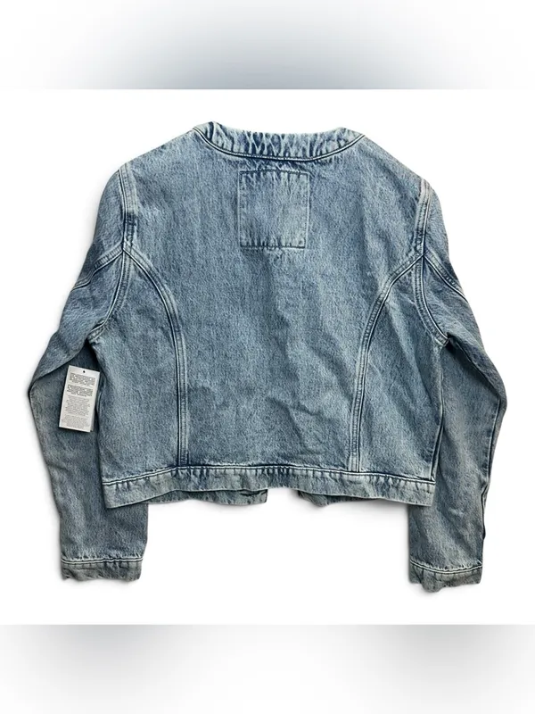 MICHAEL Michael Kors Denim Jacket Women’s L Light Wash Grommet Collar NWT $135 - Image 3