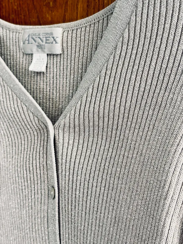 NWT casual corner annex shimmering light gray cardigan - Image 13