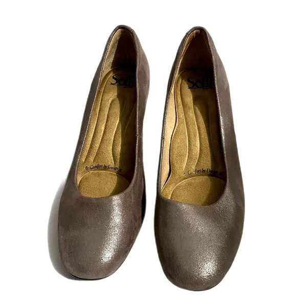 Sofft‎ Lana Ballet Pump Heels Metallic Silver Champagne Classic Leather Size 7.5 - Image 2