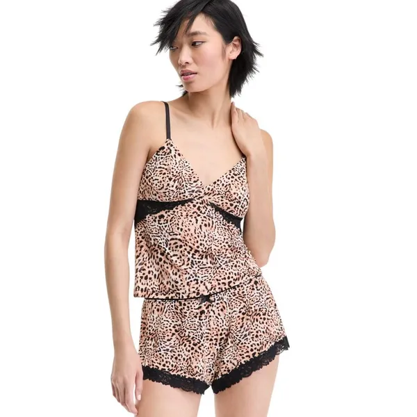 NEW INC International Concepts Lace-Trim Short Pajama Shorts Cheetah Brown XL - Image 4