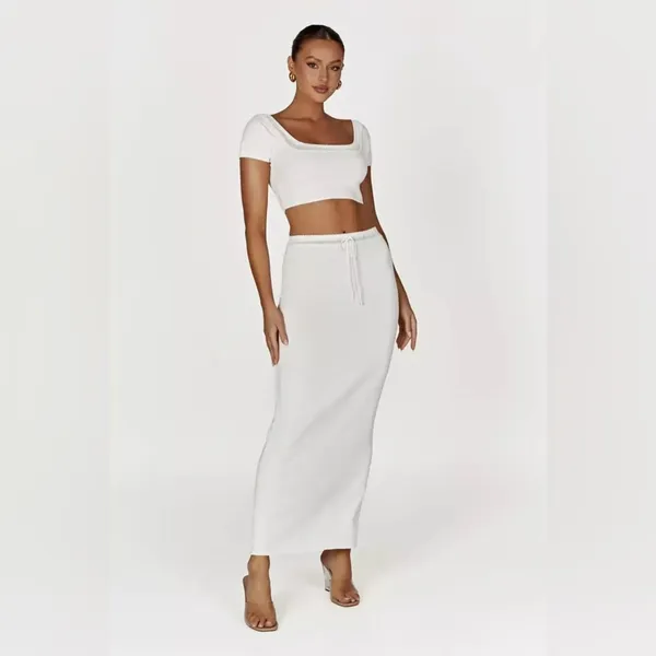 ❤️MESHKI Penelope Pointelle Knit Crop Top - Image 4