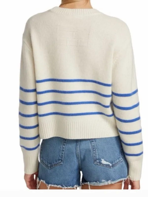 Frame Clean Stripe Cashmere Sweater Jet Stream Multi XL - Image 2