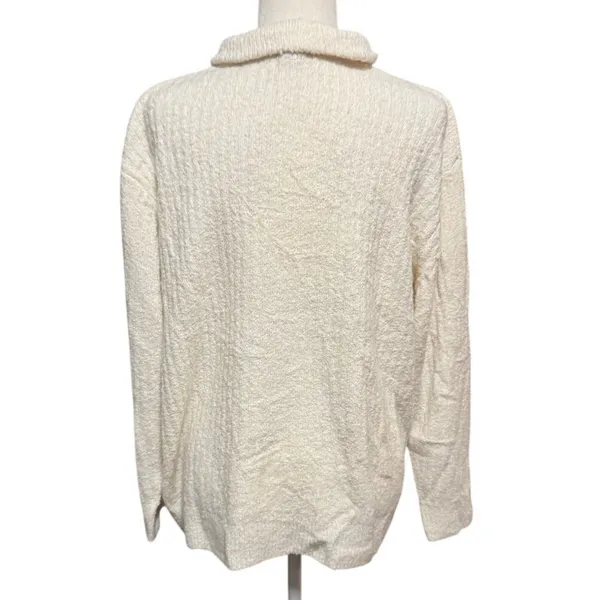 L.L.Bean Cream Bouclé Quarter Zip Pullover – XL Petite Cozy Comfy Quiet Luxury - Image 4
