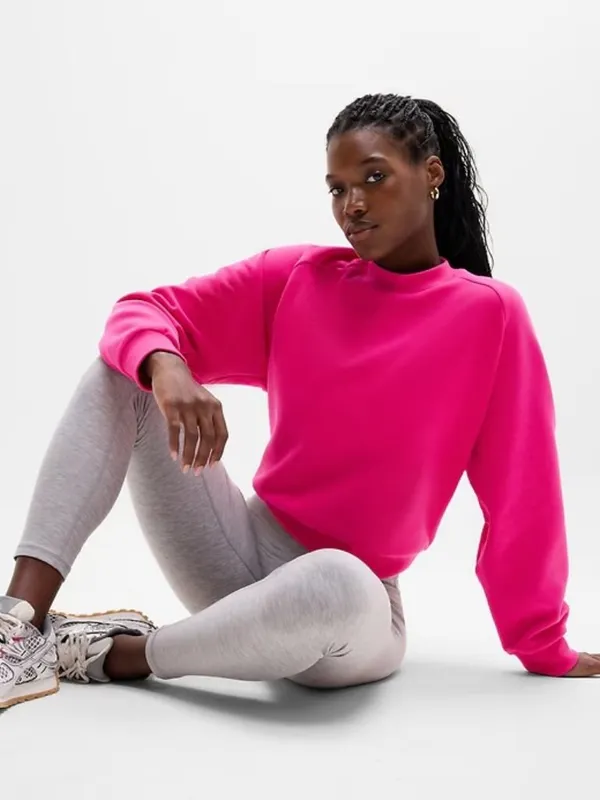 New Athleta XL Easy Fleece Crew Relaxed Sweatshirt Dahlia Pink X-Large Regular - Image 4