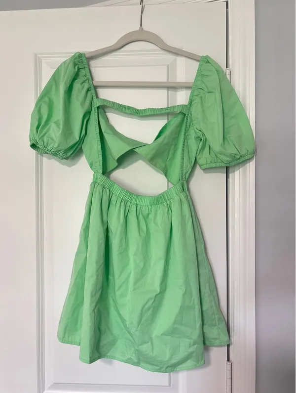 Beginning Boutique Cannes Green Puff Spring Mini Dress - Image 7