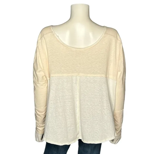 We The Free Cream White Oversized Long Sleeve Top Boho Slouchy Free People M - Image 3