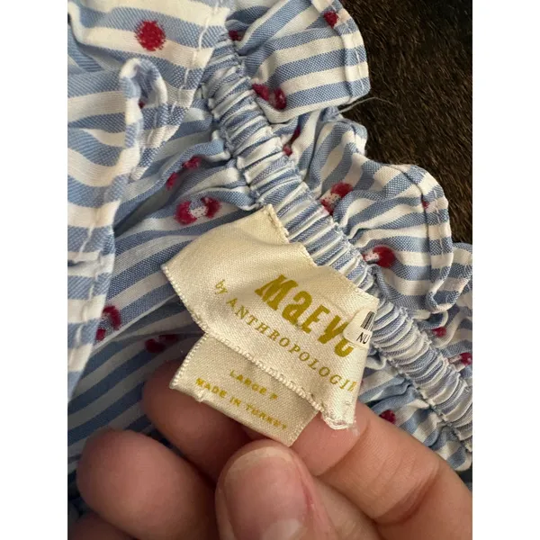 Maeve Smocked Midi Dress Striped Polka Dot Midi Size large - Image 5