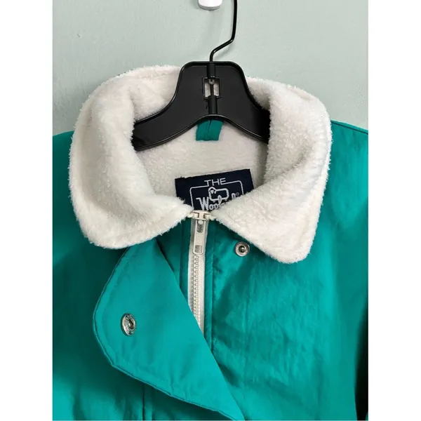 VTG Retro Woolrich Fleece Lined Jacket Womens Medium Green Full Zip L/S USA - Image 3