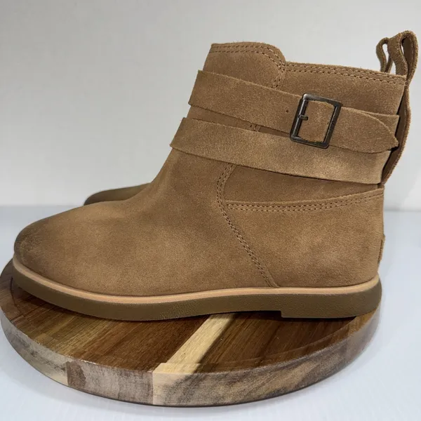 UGG Josefene Ankle Boot Chestnut Brown/Tan Size 7 Genuine Leather Suede Zip - Image 4