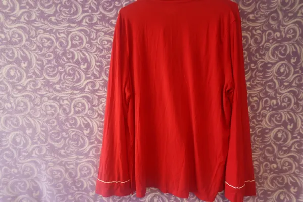 Victoria's Secret modal blend bow pj pajamas button down top with pocket Christmas long sleeve in red size large. - Image 8