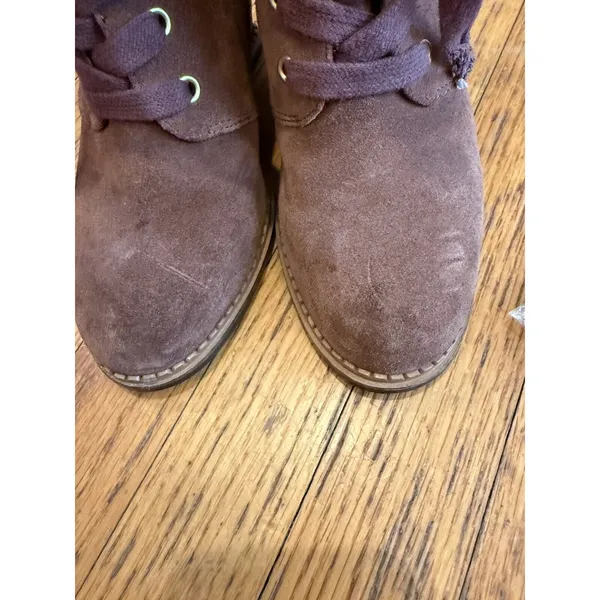 Kate Spade New York Saundra Honey Brown Suede Lace Up Wedge Boot Size 7.5 $298 - Image 3