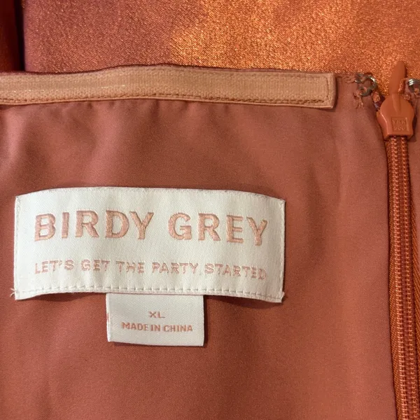 Birdy Grey‎ Anne Dress Terra Cotta Shiny Satin Strapless Maxi Bridesmaid Size XL - Image 12