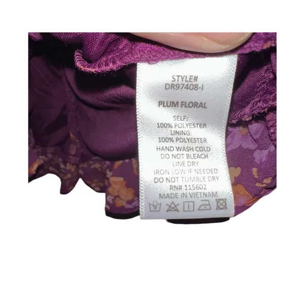 Lush Clothing NEW Mini Dress Womens Sz M Purple Floral Ruched Long Sleeve Holiday Dress - Image 4