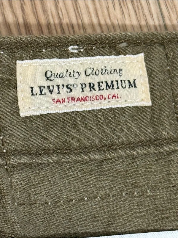 Levis Premium XL Straight Olive Green Baggy Wide Leg‎ Pants W26 L29 Y2K - Image 4
