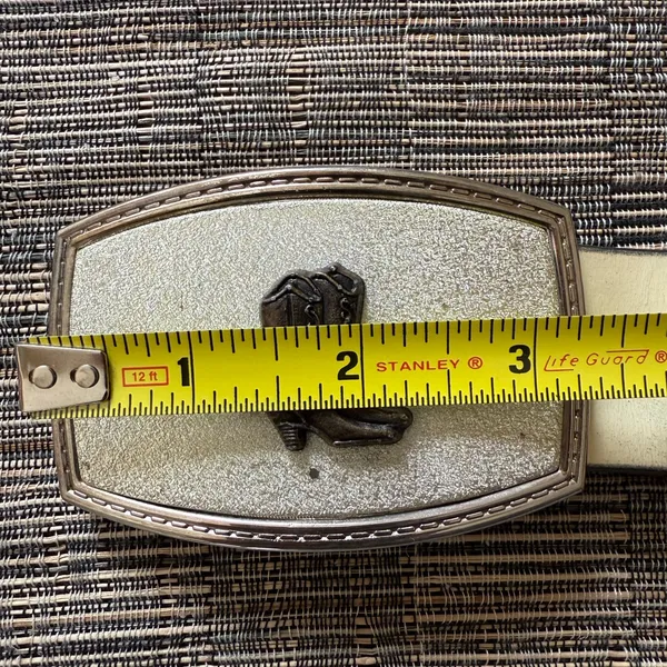 Justin Boots Ivory Leather Belt Cowgirl Boots Buckle Top Grain Cowhide Sz 28 31” - Image 9