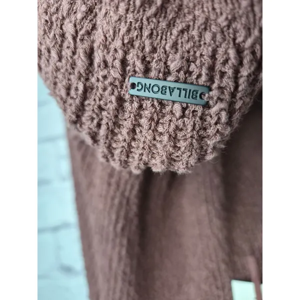 NWT Billabong Hot Beachin Cropped Hooded Knit Sweater Mauve Brown M slouchy fall - Image 7