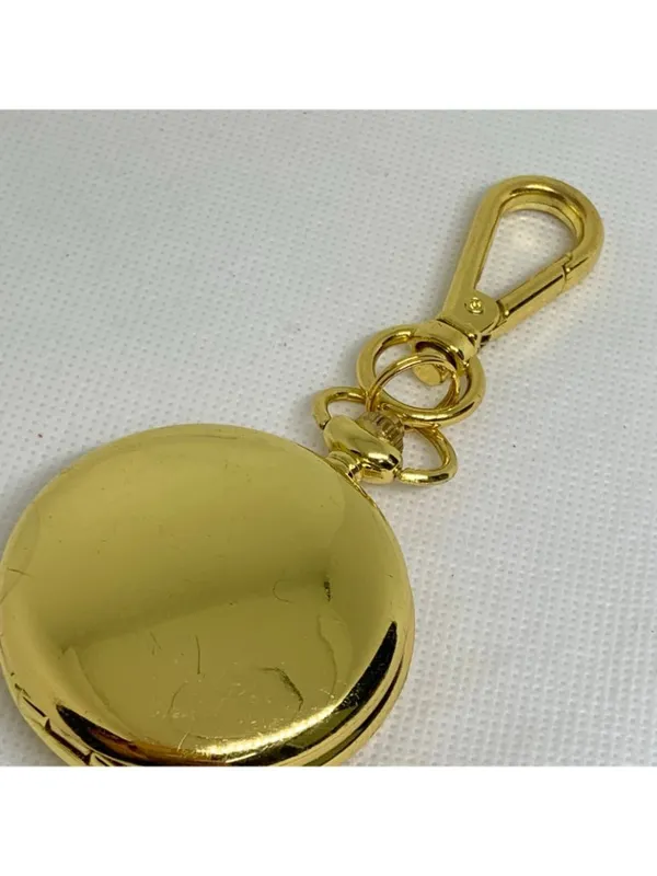 joy & iman Pocket Watch Quartz Clip On Purse Fob Gold Tone red dial running - Image 3