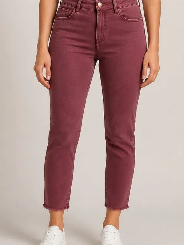 American Eagle Outfitters Maroon Red Super Stretch Jeggings Crop Jeans - Image 2