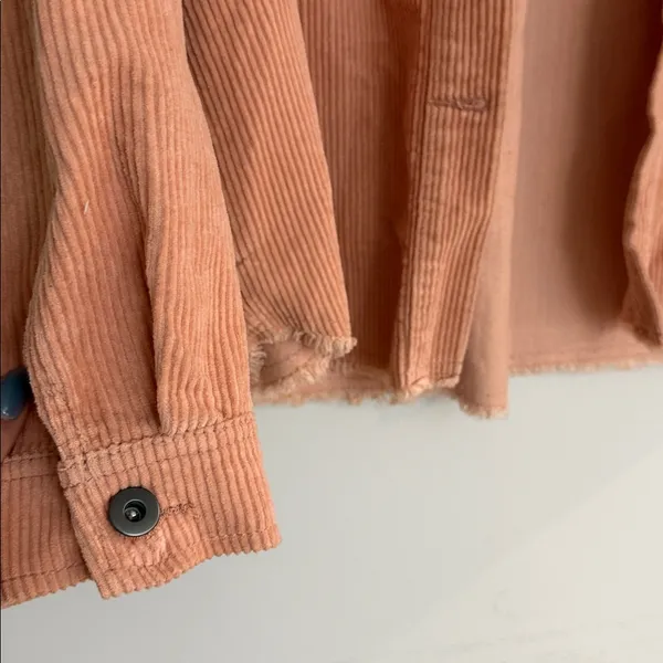 Zara Peachy Coral Corduroy Shirt Jacket - Image 3
