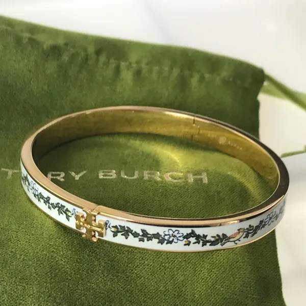 NWOT Tory Burch Gold and Cream Floral Bracelet - Image 2