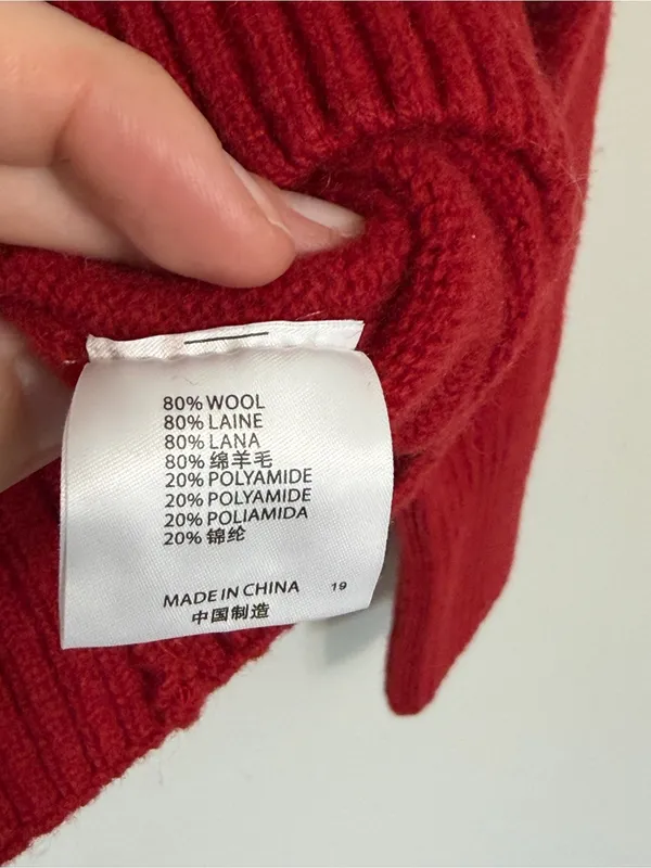 Brandy Melville Classic Pop of Red Wool Crewneck Sweater - OS - Image 5