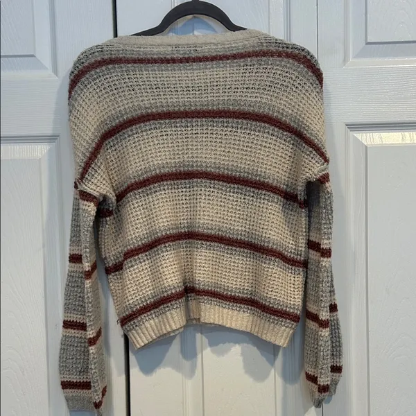 Striped Knit Sweater in Cream and Brown - Image 5