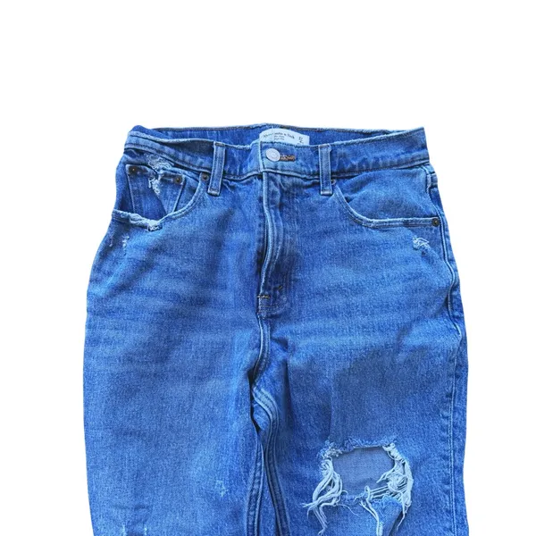 Abercrombie & Fitch The Mom High Rise Distressed Ripped Jeans 4 XShort Y2K Punk - Image 7