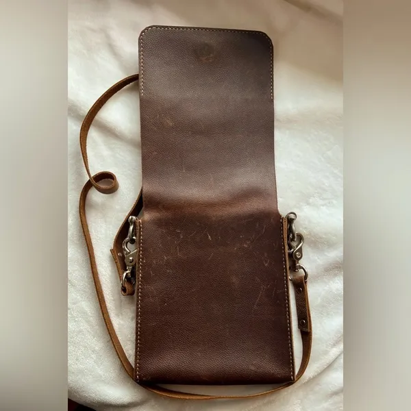 SOLD Leather Cross Body Travel Satchel Purse. Handmade. Adjustable. Stainless - Image 8